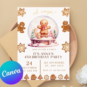 Christmas Cookie Birthday Invitation Oh Snap Cookie Decorating Party Invite Pink Holiday Cookies Cocoa Editable Printable Download