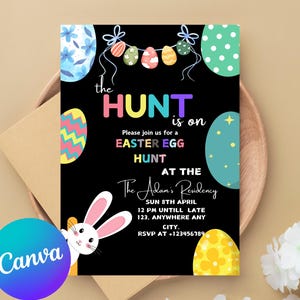Easter Egg Hunt Invitation - Easter Egg Invite, Easter Invitation Editable, Bunny Invite, Easter Party Invitation, Easter Instant Download