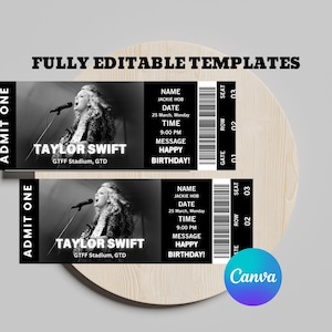 Editable Concert Ticket Template, Custom Concert Ticket Gift, DIY Event Ticket, Surprise Printable Concert Tickets Gift Idea, Canva Template
