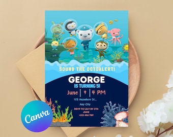 Octonauts invitation, printable editable birthday invite, Captain Barnacles invite, girl boy birthday party invite template