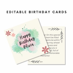 Editable Happy Birthday Card Happy Birthday Card, DIGITAL Download , Printable Birthday Card Featuring Balloons & Gold ,birthday wish card
