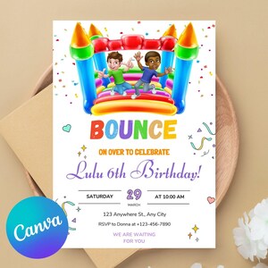 Bounce House Birthday Invitation, EDITABLE Kids Park Party Invitation, Outdoor Playground Template, Bouncing Castle, Instant Download