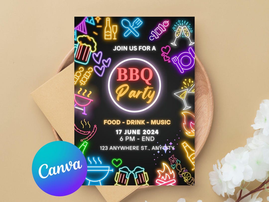 Editable Backyard BBQ Party Template Custom BBQ Party Invitation