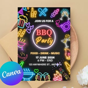 Editable Backyard BBQ Party Template Custom BBQ Party Invitation Printable Instant Download Summer BBQ Invitation Customizable Grill Chill