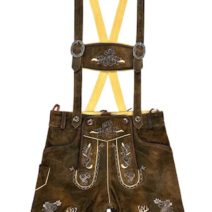 60er oder früher Vintage kurze Lederhose Eichenlaub edel speckig