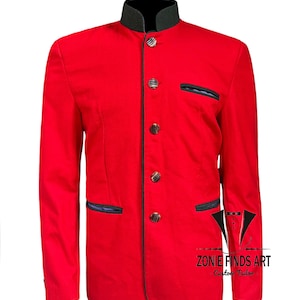 Men&#39;s German Bavarian Jacket | Tyrol Loden Austrian Jacket | Austrian Red Wool Trachten Oktoberfest Jacket