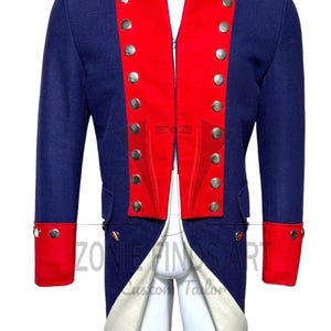 Historical Reenactment Jacket for Cosplay & Theater | Continental Army Coat - Revolutionary War Costume 1770s American Soldier Uniform