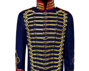 Men's Navy Blue Wool Military Frock Coat | Custom Victorian-Inspired Formal Jacket - 19th Century Tailored Overcoat