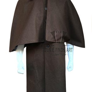 Long manteau cape d&#39;Inverness marron d&#39;inspiration victorienne pour homme - Duster coat pour homme - Parfait pour les vêtements d&#39;extérieur de Noël ou d&#39;hiver