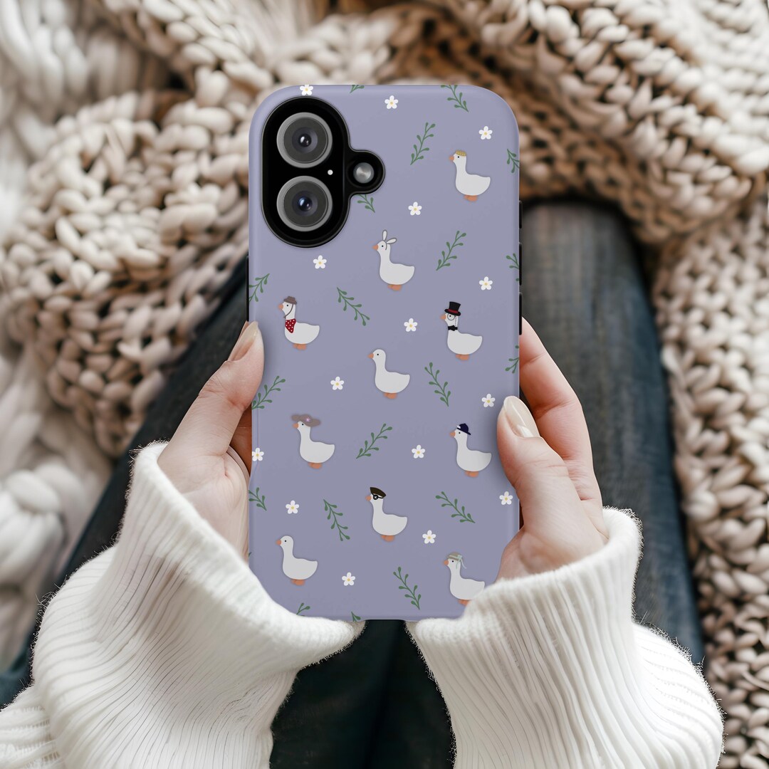 Pastel Purple Silly Goose Phone Case: Cottagecore Spring Animal Design ...