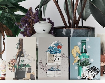 Postales de Postcrossing, Correo postal, Amigo por correspondencia, Postal de alcohol, Conjunto de postales de arte, Paquete de postales, Ilustración, Arte, Postales, Arte digital