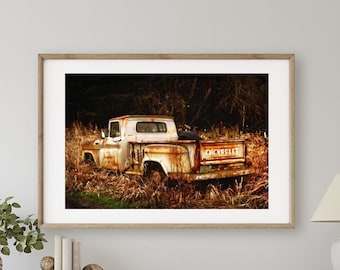 Klassieke Chevy Truck Print, Chevrolet Truck Foto, Rustieke Kunst aan de Muur, Vaderdag Cadeau, Grote Kunst aan de Muur