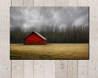 Red Barn Photography - landscape country picture, rustic, fall farm decor, gallery wrap, wall art