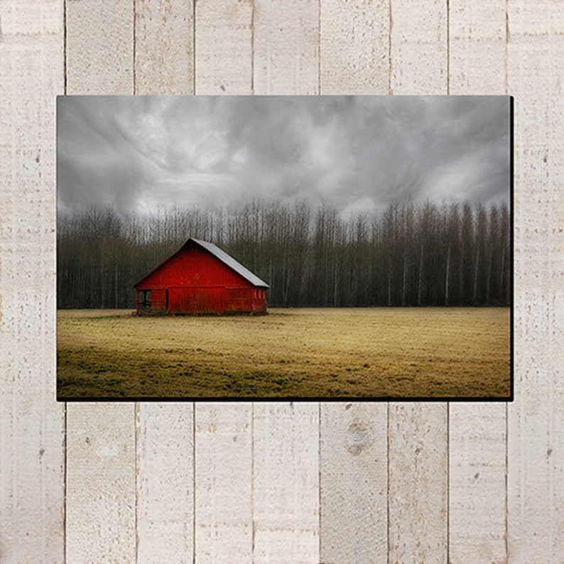 Red Barn Photography landscape country picture, rustic, fall farm decor, gallery wrap, wall art image 1