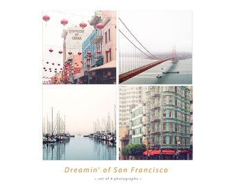 San Francisco Photo Set, Golden Gate Bridge, Chinatown, City Art