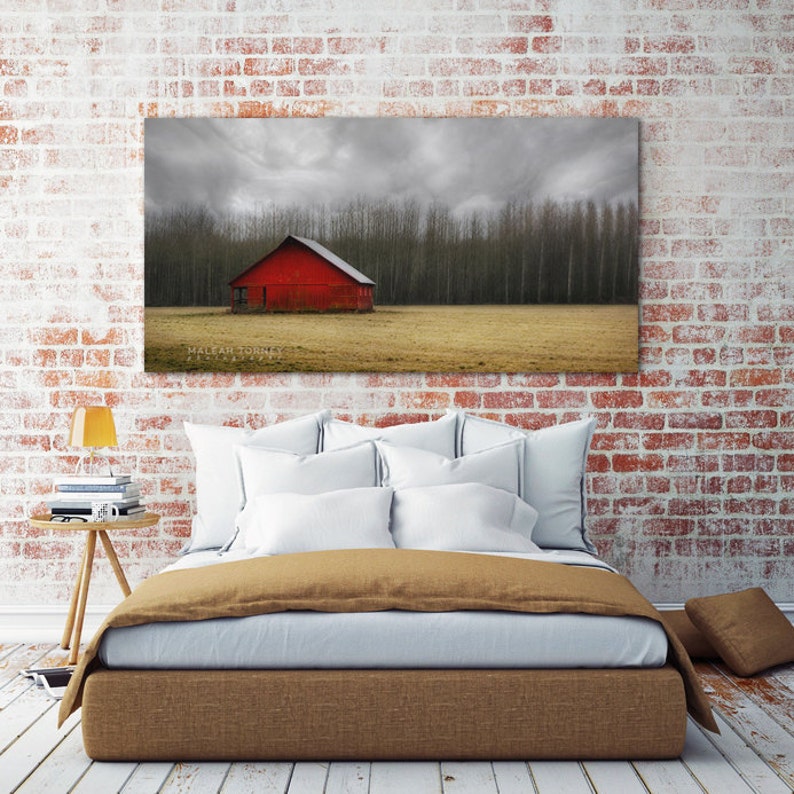 Red Barn Photography, Country Landscape Print, Farm Decor, Old Red Barn Picture, Storm Photography, Rustic Wall Art, Farmhouse Decor, Gold image 3