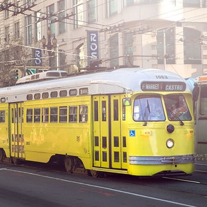 Street Car Photography, San Francisco Print, Yellow Art Print, Street Photography, SF Trolley Photo, Living Room Wall Art - &quot;Yellow Bus&quot;
