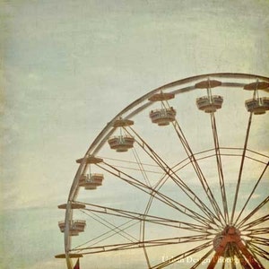 Carnival Photography Set whimsical, pastel, wall art ferris wheel, hot air balloons, caramel apples, 4x4 prints image 2