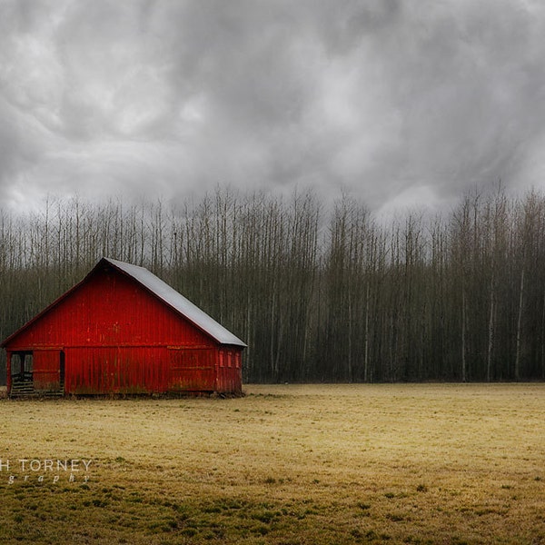 Red Barn Fine Art Photography-afdruk, boerderijlandschap Oregon