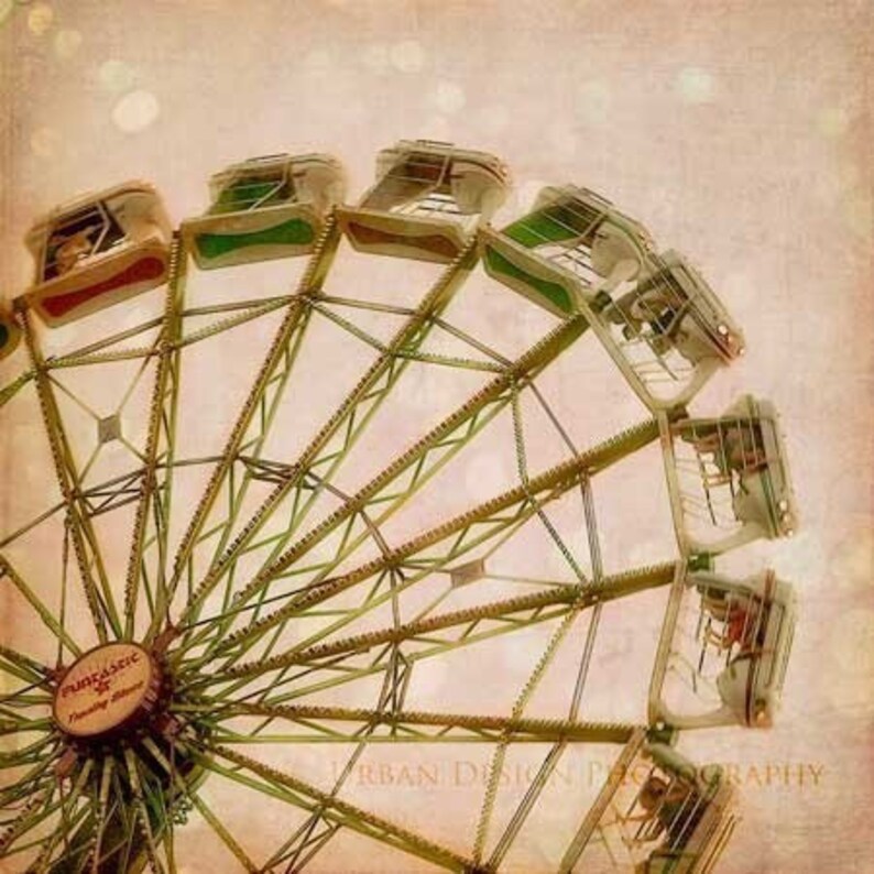 Carnival Photography Set whimsical, pastel, wall art ferris wheel, hot air balloons, caramel apples, 4x4 prints image 5