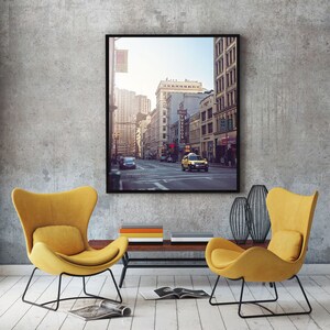 San Francisco Photography, Yellow Taxi Photo, SF Art, Modern Loft Decor Print, Large Wall Art, SF City Streets Picture, Taxi Cab Print