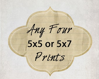 Any Four 5x5 or 5x7 Prints - Your Choice - Baby Nursery - Custom Photo - gifts under 50