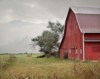 Red Barn Photography, Old Farm, Country Decor, Rustic Wall Art,  Storm Photography, Barn Picture, Large Farm Prints