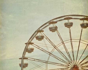 Ferris Wheel County Fair Baby Nursery Photograph - pastel vintage wall art, magical home decor, indian summer - 8x8