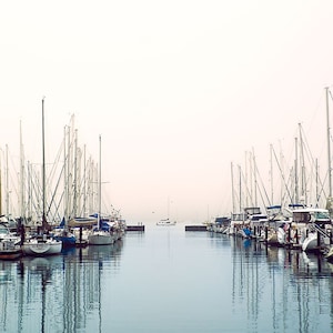 Marina, Sailboat Photography, Boat Photo, Nautical Decor, San Francisco Print, Sunrise, Pastel Pink and Blue, Sausalito California Wall Art
