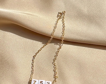 Custom Area Code Bracelet or Anklet - Gold Filled