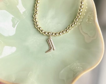 Cowgirl Boot Gold-Filled Bead Bracelet