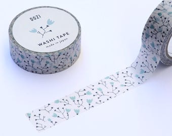 Washi Tape BLUE WILDFLOWERS, Japanese Washi Tape, Floral Tape, Made in Japan, Floral Washi Tape, Japanese Masking Tape, Cute Paper Tape