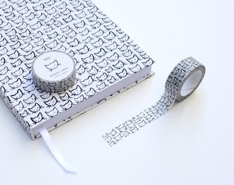 CAT BUNDLE Notebook and Washi Tape - Lined Hardcover Journal Cute Cat Japan Masking Tape Lined Notebook Catlovers Gift Cat Tape Kitty Gift
