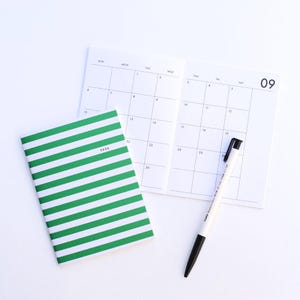 2026 Small Monthly Planner GREEN STRIPES Pocket Planner 2026 Pocket Calendar Mini Calendar 2026 Modern Planner 2026 Cute Planner Colorful