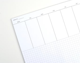 Weekly Planner Notepad - Vertical Layout with Grid