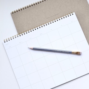 Agenda mensuel KRAFT spirale non datée, calendrier kraft, calendrier minimal, simple, moderne, kraft, agenda, blanc, spirale, agenda