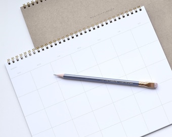Monthly Planner KRAFT Spiral Undated Calendar Simple Modern Kraft Planner Undated Planner Recycled Kraft, Minimal Planner