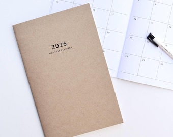 2026 Monthly Planner KRAFT Calendar 2026 Monthly View 2026 Desk Planner 2026 Yearly Plan 2026 Calendar Desk