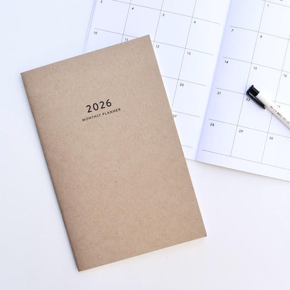 2026 Monthly Planner KRAFT Calendar 2026 Monthly View 2026 Desk Planner 2026 Yearly Plan 2026 Calendar Desk