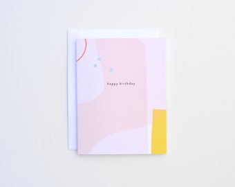 Birthday Card - Pink Yellow Beach