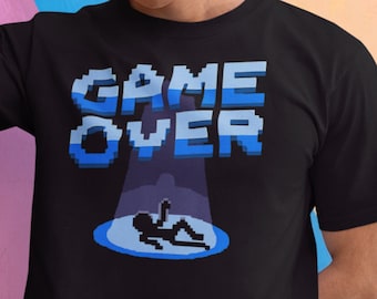 Camiseta Game Over Pixel Art, camiseta retro de videojuegos