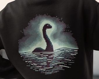 Loch Ness Monster Hoodie, Pixel Art Nessy, Unisex Cryptid Apparel