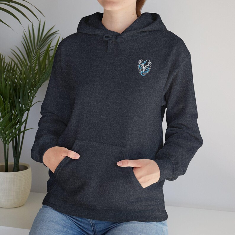 Stag Lightning Hoodie, Gothic Deer Pullover, Witchy Unisex Fashion image 9