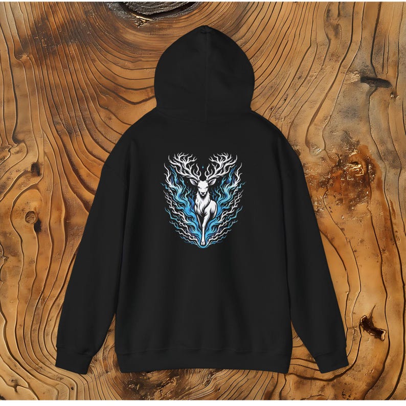 Stag Lightning Hoodie, Gothic Deer Pullover, Witchy Unisex Fashion image 3