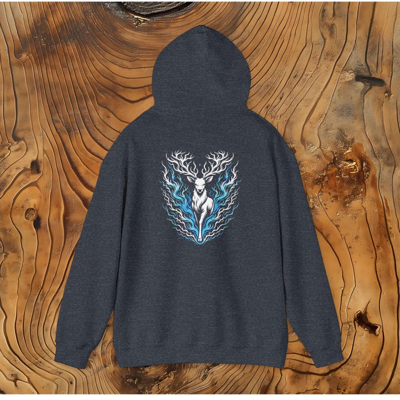 Stag Lightning Hoodie, Gothic Deer Pullover, Witchy Unisex Fashion image 8