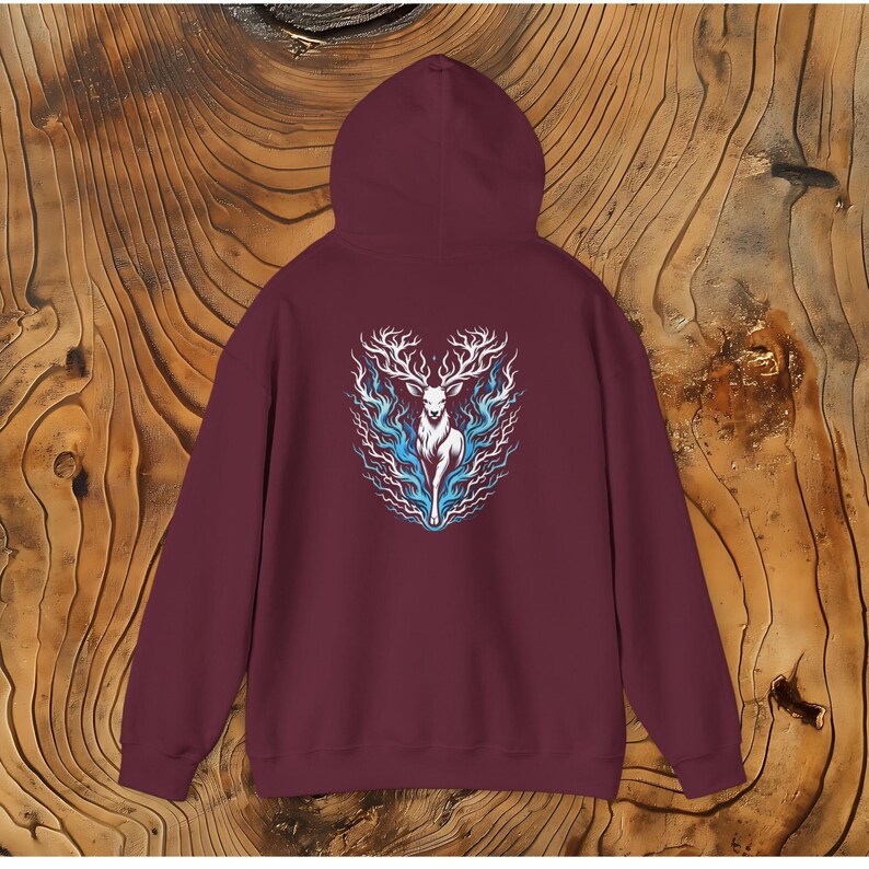 Stag Lightning Hoodie, Gothic Deer Pullover, Witchy Unisex Fashion image 6