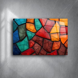 Colorful Abstract Stained Glass Art - Tempered Glass Wall Decor | Unique Gift for Home & Office | Free Shipping - Gift Wrapping