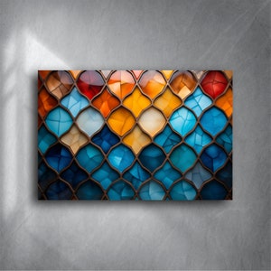 Geometric Stained Glass Wall Art: Colorful Abstract Decor