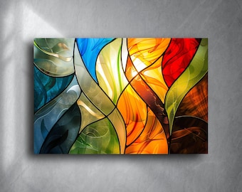 Abstract Colorful Glass Wall Art - Vibrant Tempered Glass Decor - Modern Home Gift - Office Wall Decor - Housewarming Gift