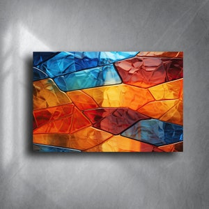 Abstract Stained Glass Wall Art: Vibrant Tempered Glass Decor